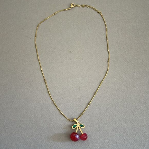 Cherry Pendant Necklace A1360 - Picture 3 of 4